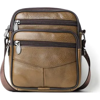 Pánská kožená crossbody business taška - Hnědá