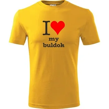 Chlapecké tričko Žluté dětské tričko I love my buldok - barva žlutá - velikost 10let
