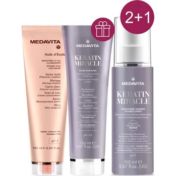 Vlasová regenerace Akce 2+1 Medavita Huile maska, Keratin sprej +ZDARMA Keratin maska