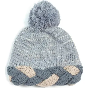 Pokrývka hlavy Čepice s barevným copánkem šedá