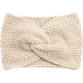 Čepice Podzimní pletená čelenka světle béžová