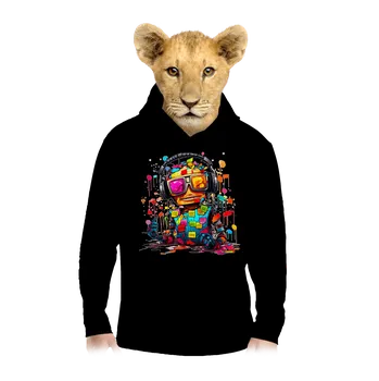 Chlapecká mikina Bastard Workaholic robot dětská mikina klokanka Black