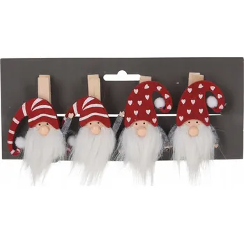 Vánoční dekorace Vánoční kolíčky skřítci sada 4ks na adventní kalendář DÁREK