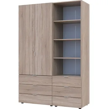 Šatní skříň Skříň 2D s regálem se zásuvkami Gelar 137.5 cm dub sonoma