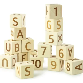 Dřevěná hračka ULANIK Dřevěné kostky - Číslice a písmena (AJ)