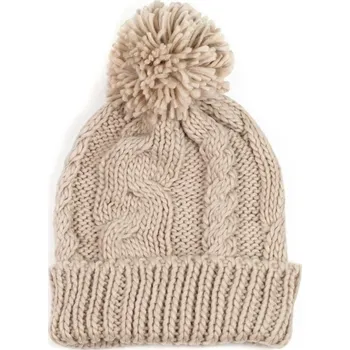 Pokrývka hlavy Teplá zimní čepice s střapcem béžová