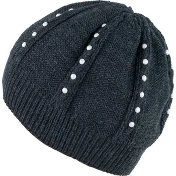 Čepice Čepice s bílými perličkami tmavě šedá
