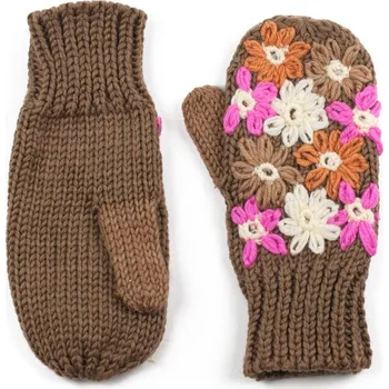 Šála Rukavice květinová louka hnědé