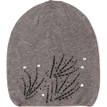 Čepice Dámská podzimní čepice s jemnou ozdobou hnědá