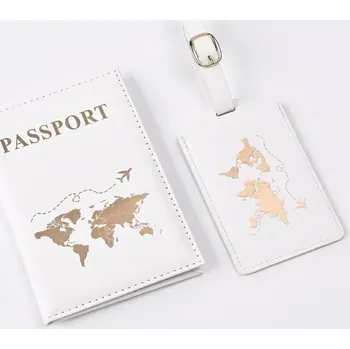 Luxusní sada na cestovní pas a kufr - Bílá