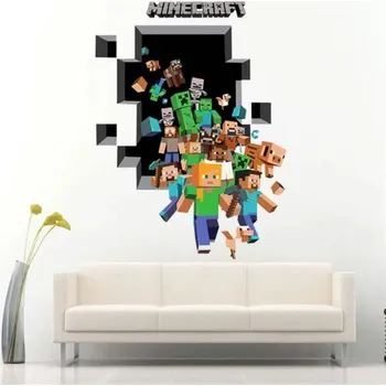 Samolepící dekorace 3D Minecraft nálepky na zeď - 8