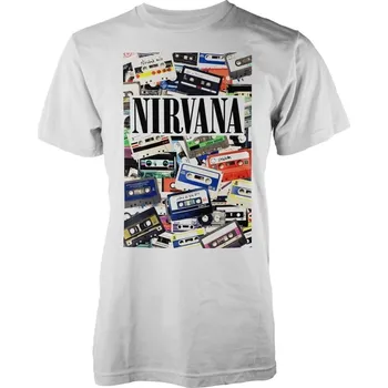 Pánské oblečení Nirvana Cassettes White S Tričko