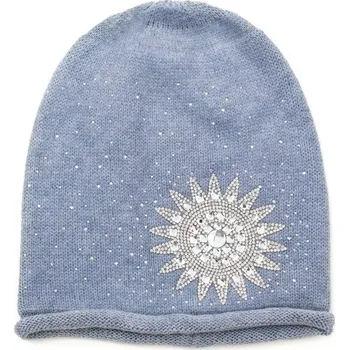 Čepice Čepice beanie Diamantová rozeta modrá