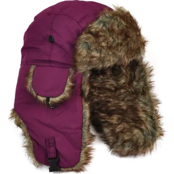 Čepice Dámská kožíšková ušanka vínová