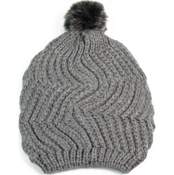 Čepice Čepice s kožíškovou bambulí šedá