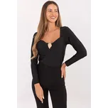 Černá dámská halenka s ozdobnou broží a vyztuženými košíčky IT-BZ-21629.82-black Velikost: ONE SIZE