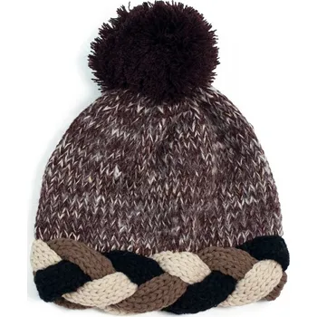 Čepice Čepice s barevným copánkem hnědá