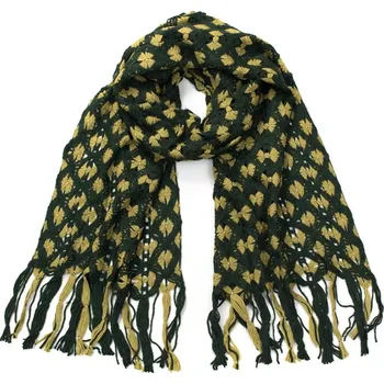 Šála Tmavězelená šála s vlněnými luky