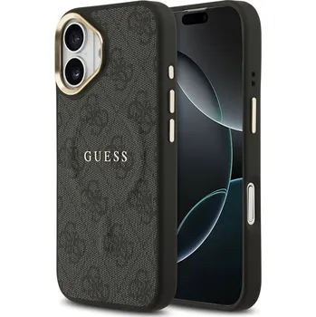 Náhradní kryt pro mobilní telefon Guess PU Leather 4G Gold Frame MagSafe zadní kryt pro iPhone 17 Black
