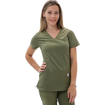 Zdravotnický oděv PERLIČKA Zdravotnická košile VIKY SATTÉ Oliva Barva: Oliva, Velikost: 44