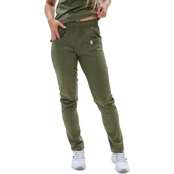 Zdravotnický oděv Perlička® Zdravotnické kalhoty SISI SATTÉ Regular Oliva Barva: Oliva, Velikost: 40