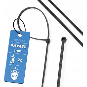 Organizace kabelů EDO Technic Kabelová páska stahovací. Stahovací páska (trytytka) SILNÁ 4,8x450 Černá UV 100ks