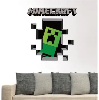 Samolepící dekorace 3D Minecraft nálepky na zeď - 5