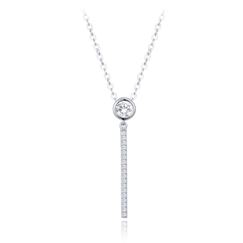 Náhrdelník MINET Elegantní stříbrný náhrdelník s tyčkami a bílými zirkony JMAS0304SN45