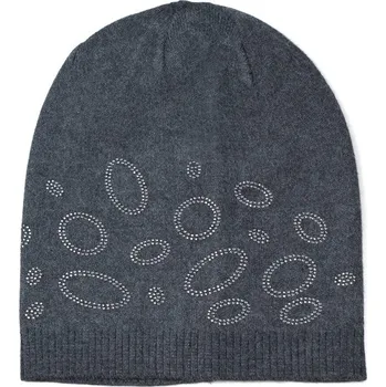 Čepice Tmavě šedá čepice zdobená kroužky