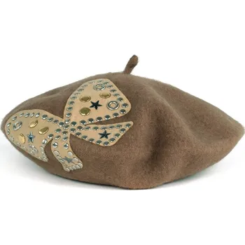 Kšiltovka Vlněný baret s mašlí béžový