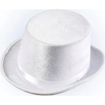 Pokrývka hlavy Bílý dětský cylindr ze semiše