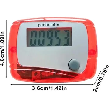 Krokoměr Digitální krokoměr do kapsy | přístroj na počítání kalorií, 2v1 - náhodná barva - červená