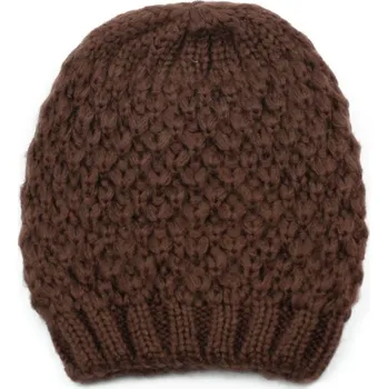 Čepice Teplá zimní čepice pletená hnědá
