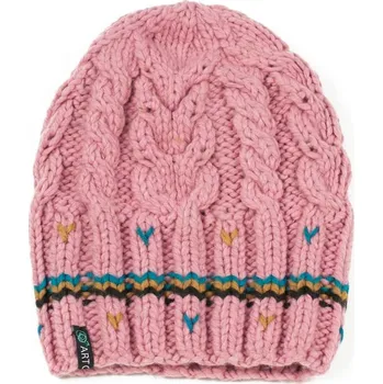 Čepice Zimní čepice s třemi pruhy růžová