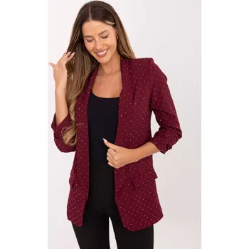 Pánský blejzr Vínový dámský blejzr z viskózy s puntíkovým vzorem IT-MA-7684.81-bordo Velikost: ONE SIZE