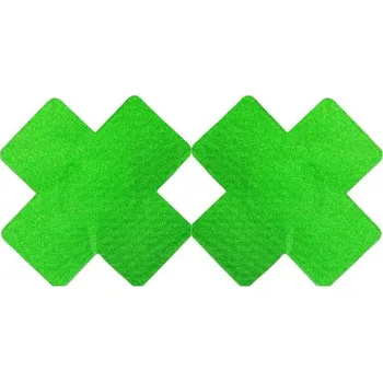 Ozdoba na bradavku Erotická pomůcka | samolepka na bradavky, styl křížek - 2 ks - Zelená