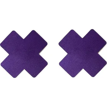 Ozdoba na bradavku Erotická pomůcka | samolepka na bradavky, styl křížek - 2 ks - Fialová