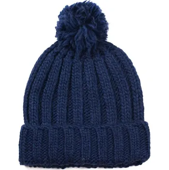 Čepice Modrá teplá čepice s bambulí