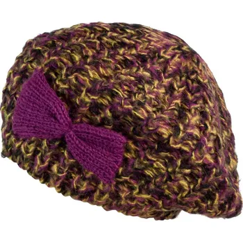 Kšiltovka Dámský baret s mašlí fialovo žlutý