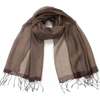 Šála Hedvábný šál tmavě hnědý