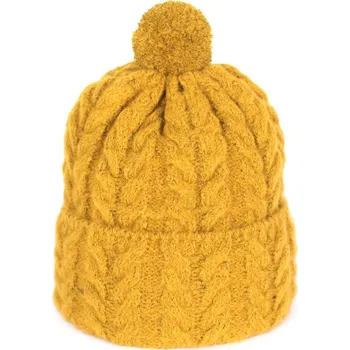 Čepice Pletená čepice s bambulí hořčicová