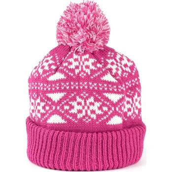 Čepice Módní čepice s bambulí zdobená motivem sněhových vloček