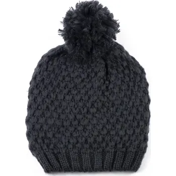 Čepice Zimní čepice s bambulí šedočerná