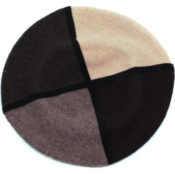 Kšiltovka Hnědý čtyřbarevný vlněný baret