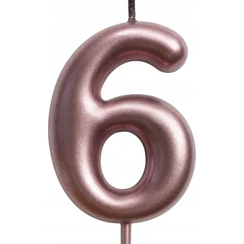 Dortová svíčka Narozeninová svíčka číslice "6" – růžové zlato