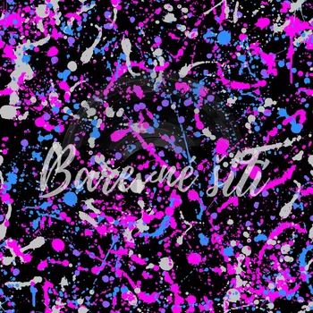 Galanterie Úplet, Růžovofialové cákance na černé (E) (Top kvalitní úplet Bella digitisk)