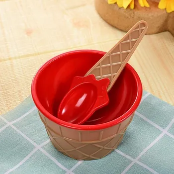 Miska na zmrzlinu | kelímek na zmrzlinu se lžičkou - červená