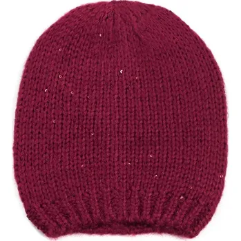 Čepice Pletená čepice s blýskavými flitry bordó