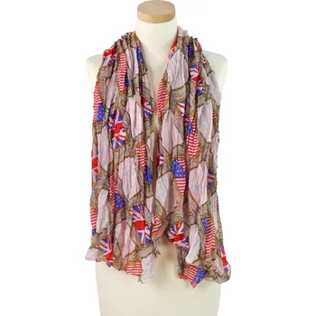 Šála Dámský šál s motivem vlajky USA hnědý