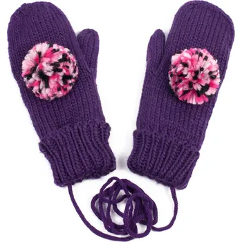 Čepice Rukavice s bambulí fialové